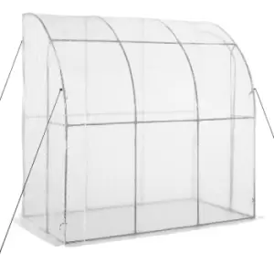 Outsunny Walk-in Lean To Wall Greenhouse With Zippered Door 214X118X212Cm - White