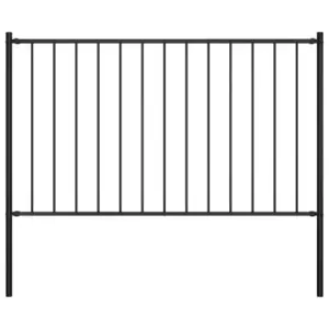 Vidaxl Fence Panel With Posts Powder-coated Steel 1.7X1 M Black