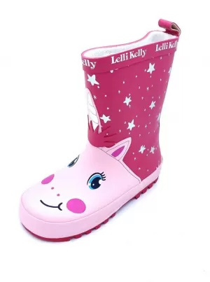 Lelli Kelly Girls Hollee Unicorn Wellington Boot - Pink, Size 2 Older