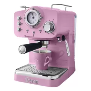 Swan SK22110PN 1100W 1.2L Retro Pump Espresso Coffee Machine - Pink