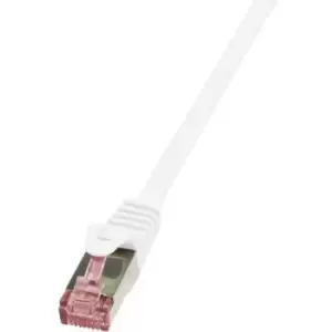LogiLink CQ2021S RJ45 Network cable, patch cable CAT 6 S/FTP 0.50 m White Flame-retardant, incl. detent