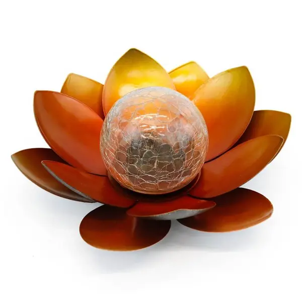 Streetwize Solar Metal Flower Light With Crackle Ball - Orange One Size