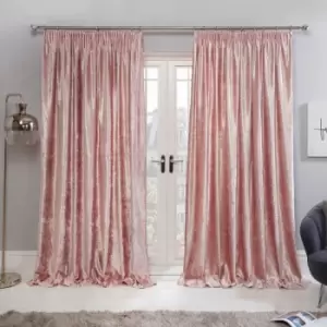 Sienna Crushed Velvet Pair Of Pencil Pleat Curtains Blush - 46" X 54"
