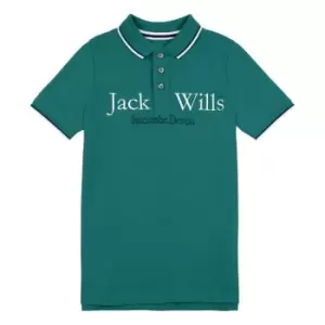 Jack Wills Kids Boys Script Tipped Polo Shirt - Green