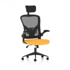 Ace Executive Bespoke Fabric Seat Senna Yellow Mesh Chair With Folding