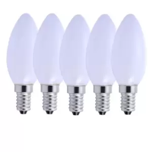 5 Watts E14 LED Bulb Opal Candle Warm White Dimmable, Pack of 5