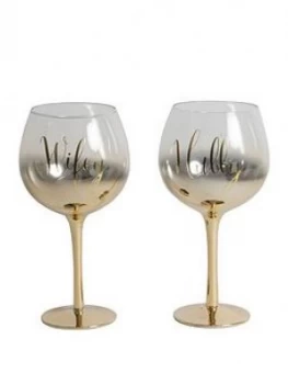 Always and Forever Set Of 2 Gold Ombre Gin Glasses Hubby/Wifey