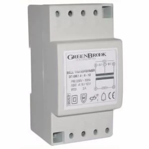 Greenbrook 2A Variable Voltage DIN Rail Double Insulated Bell And Chime Transformer
