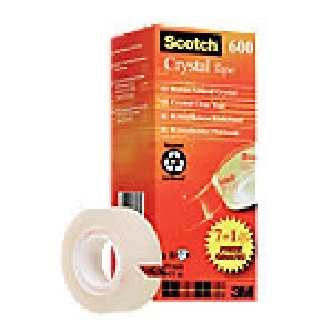 Scotch Tape Crystal Polypropylene 19mm x 33m Transparent 8 Rolls