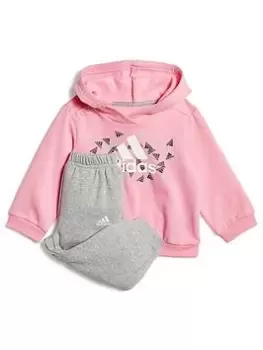 adidas Favourites Toddler Girls Badge Of Sport Graphic Overhead Hoody And Jogger Set, Bright Pink, Size 3-4 Years, Women