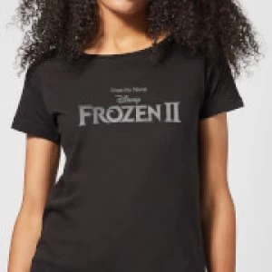 Frozen 2 Title Silver Womens T-Shirt - Black - 5XL