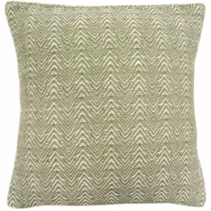 Appletree - Loft Herringbone Weave 100% Cotton Filled Cushion, Khaki, 43 x 43 Cm