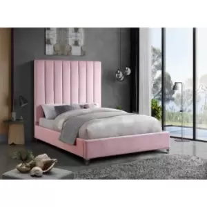 Alexo Bed Single Plush Velvet Pink
