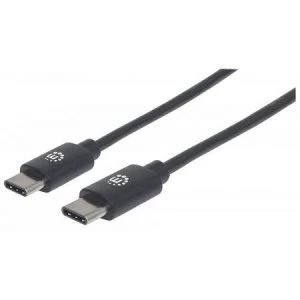 Manhattan USB-C to USB-C Cable 2m Male to Male 480 Mbps (USB 2.0) Hi-Speed USB Black Lifetime Warranty Polybag