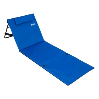 Folding Beach Mat Portable Backrest Lightweight Outdoor Sun Lounger Bed Padded 63x21 Blue - Deuba