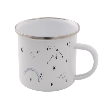Astrology Print Enamel Mug - White