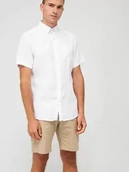 Gant Gant Linen Short Sleeve Shirt, White Size XL Men