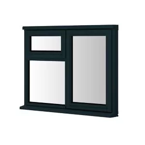 Clear Double Glazed Anthracite Grey Timber Right-Handed Window, (H)1195mm (W)1195mm