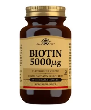 Solgar Biotin 5000&#181;g Vegetable Capsules 100 Capsules