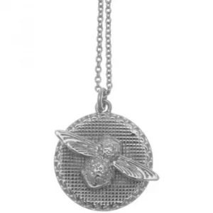 3D Bee And Coin Silver Necklace