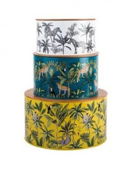 Summerhouse By Navigate Madagascar Trio Of Nesting Tins With Bamboo Lids
