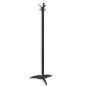 Acorn Alto Hat and Coat Stand Extruded Polymer Recycled Plastic 3 Tough Hooks H1550mm Black