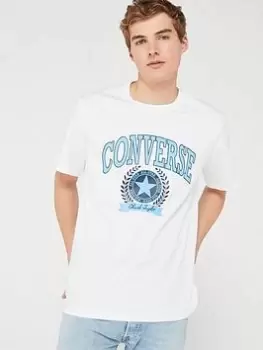 Converse Chuck Retro Collegiate Ss T-Shirt, White, Size XL, Men