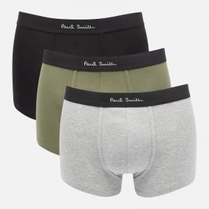 Paul Smith Mens 3 Pack Trunks - Black/Khaki/Grey Melange - L