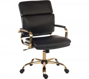 TEKNIK Vintage Faux-Leather Tilting Executive Chair - Black & Brass, Black