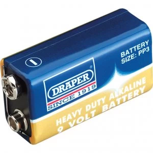 Draper Heavy Duty 9V PP3 Alkaline Battery Pack of 1
