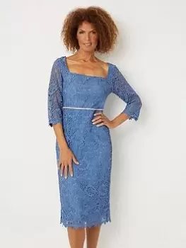 Wallis Lace Embellished Midi Dress - Blue Size 18, Women