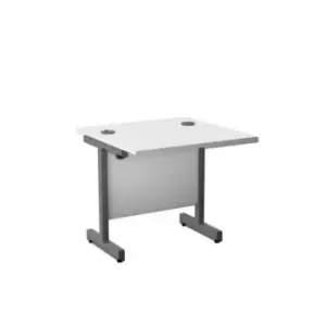 800 X 800 Single Upright Rectangular Desk White-Silver