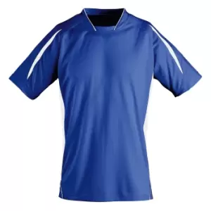SOLS Childrens/Kids Maracana 2 Short Sleeve Football T-Shirt (12 Years) (Royal Blue/White)