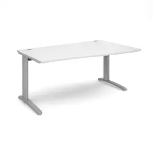 Office Desk Right Hand Wave Desk 1600mm White Top With Silver Frame TR10