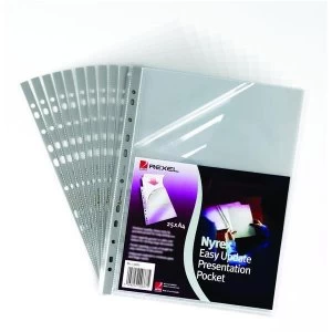 Rexel Nyrex Presentation A4 Top and Side Presentation Pocket Clear - 1 x Pack of 25 Pockets
