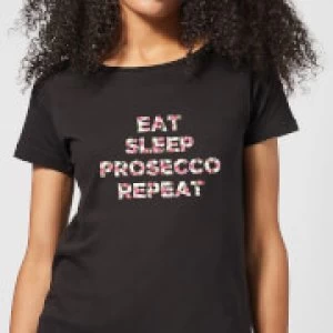 Eat Sleep Prosecco Repeat Womens T-Shirt - Black - 3XL