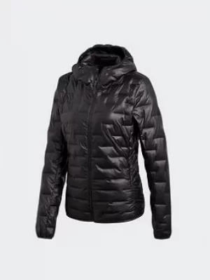 adidas Light Down Hooded Jacket, Black, Size 14, Women