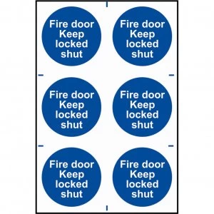Scan Fire Door Keep Locked Shut Sign Pack of 6 100mm 100mm Standard