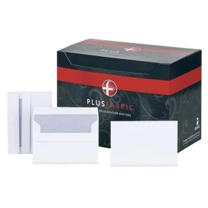 Plus Fabric Envelopes Wallet Press Seal 110gm2 C6 White 1 x Pack of 500