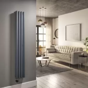 Anthracite Electric Vertical Designer Radiator 1.2kW with WiFi Thermostat - Double Panel H1600xW236mm - IPX4 Bathroom Sa