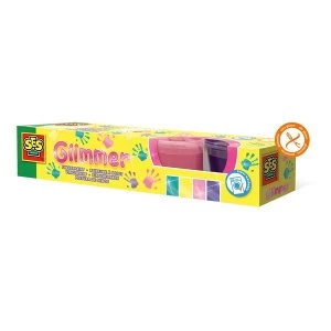 SES Creative - Childrens Glimmer Washable Fingerpaint Set 4 Paint Pots (Multi-colour)