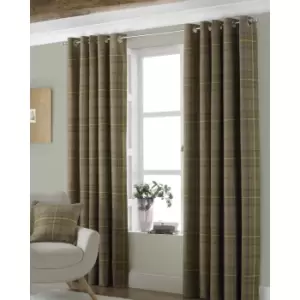 Riva Home Aviemore Checked Pattern Ringtop Curtains (90 x 72" (229 x 183cm)) (Thistle)