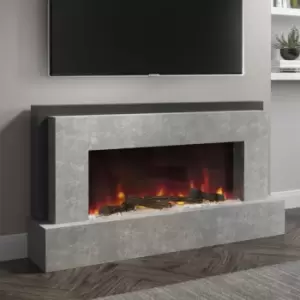 Grey Concrete Effect Freestanding Alexa Electric Fireplace - Amberglo