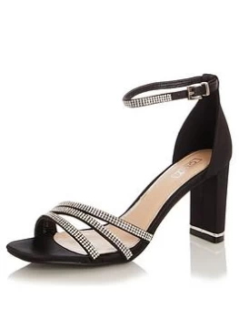 Quiz Black Diamante Heeled Sandals - 3