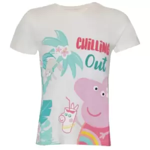 Peppa Pig Girls Chilling Out T-Shirt (3-4 Years) (White)