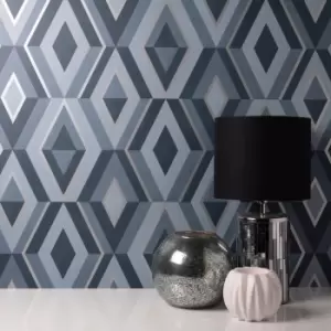 Shard Blue Geometric Wallpaper Blue/Grey/White