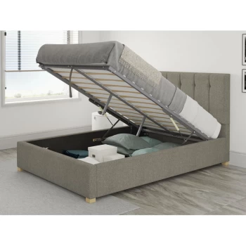 Hepburn Ottoman Upholstered Bed, Saxon Twill, Grey - Ottoman Bed Size Double (135x190)