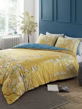 Hyperion Kohana Flowers 100% Cotton Sateen Duvet Cover Set In Yellow