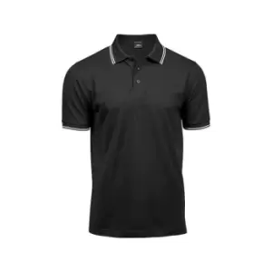 Tee Jays Mens Luxury Fashion Stripe Polo (3XL) (Black/White)