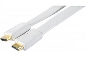 1m High Speed HDMI Flat White Cable